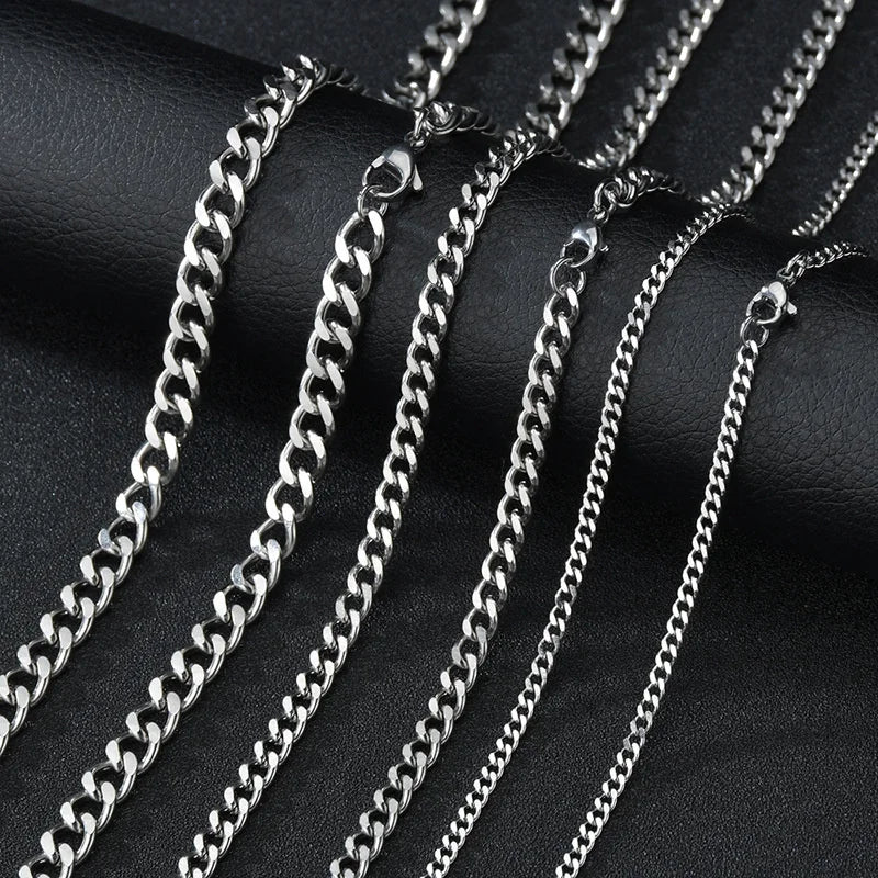 Basic Stainless Steel 3,5,7mm Cuban Necklaces