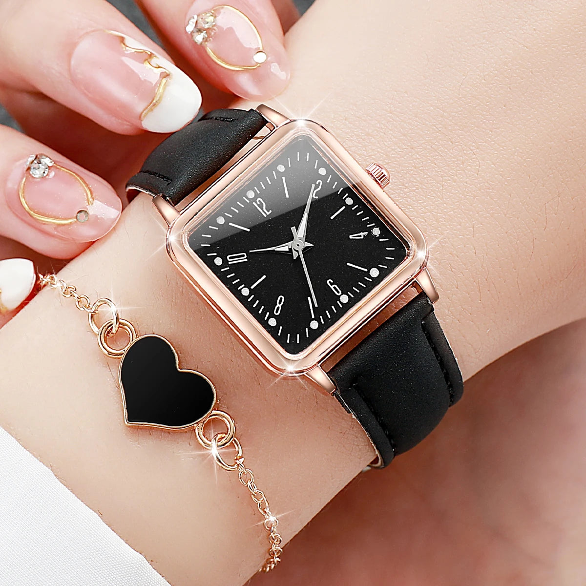 2PCS/Set Fashion Square Women's Watch