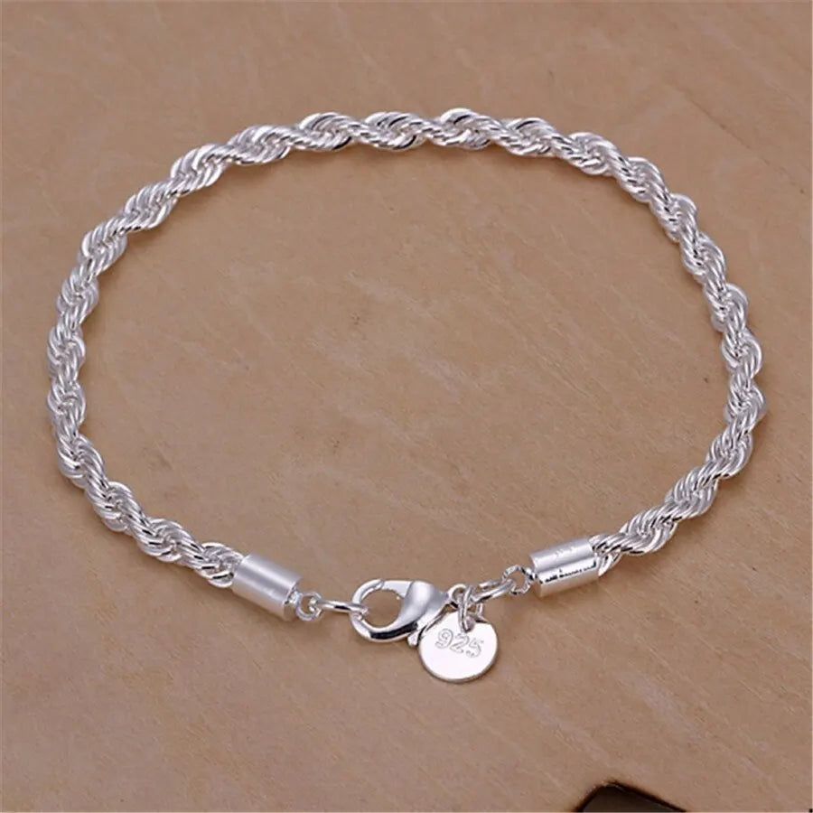 Silver 4mm Twisted Rope Necklace