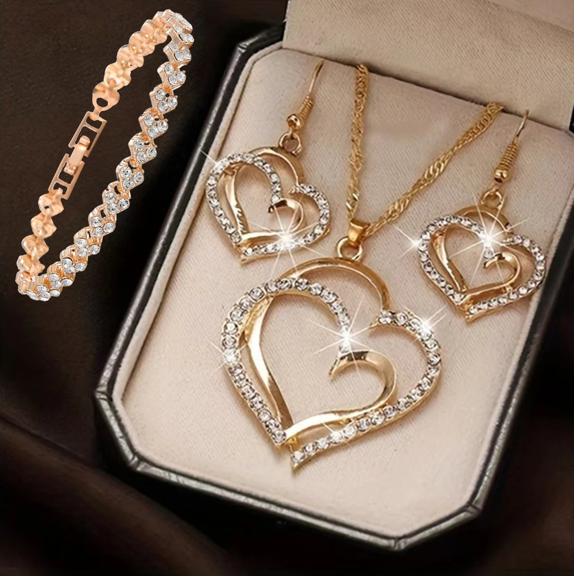 3 Pcs Heart Shaped Jewelry Set