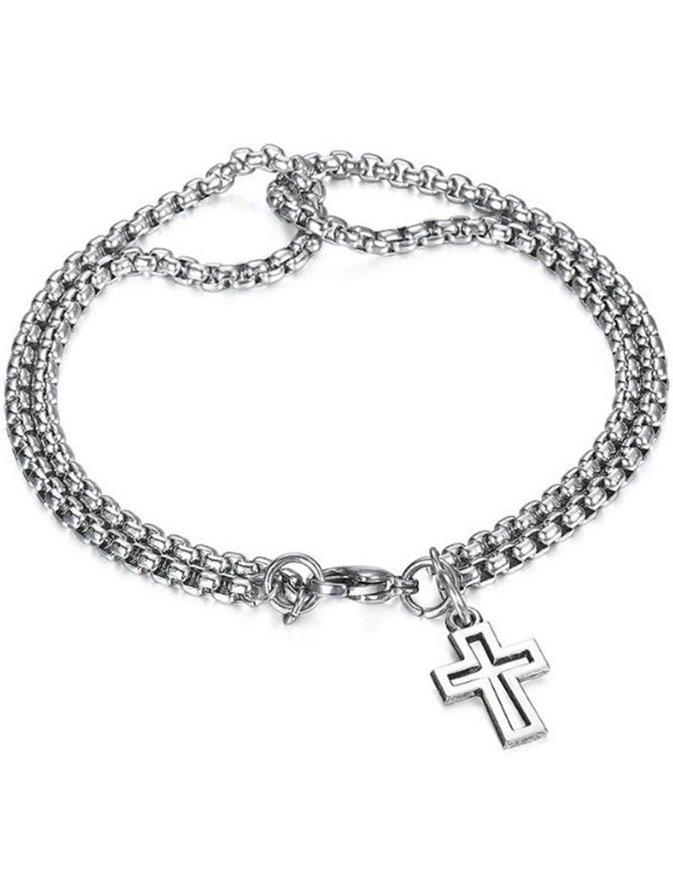 Men's Fashion Double Cross Chain Bracelet