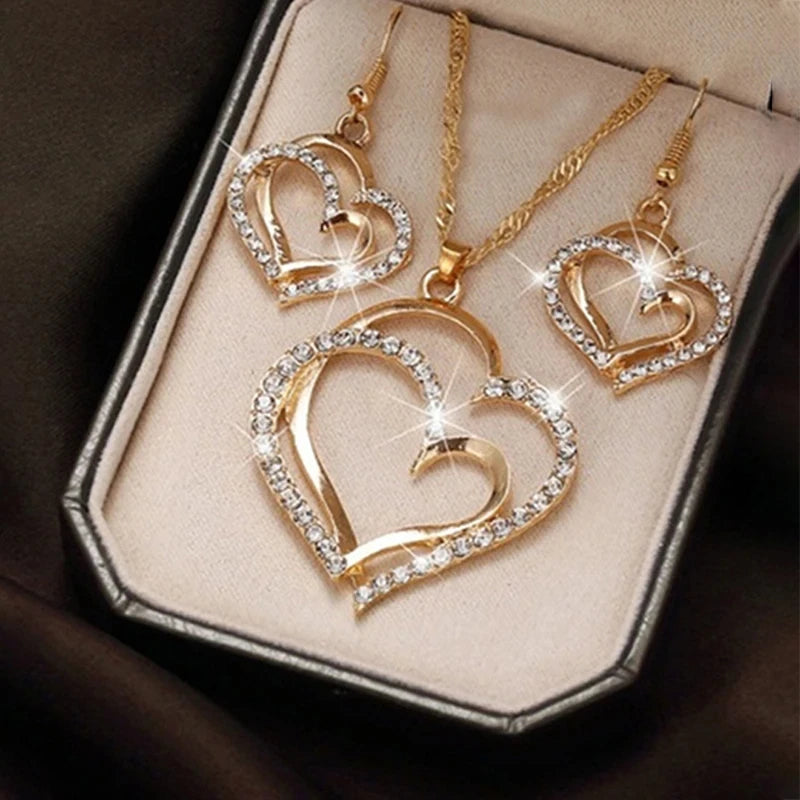 3 Pcs Heart Shaped Jewelry Set