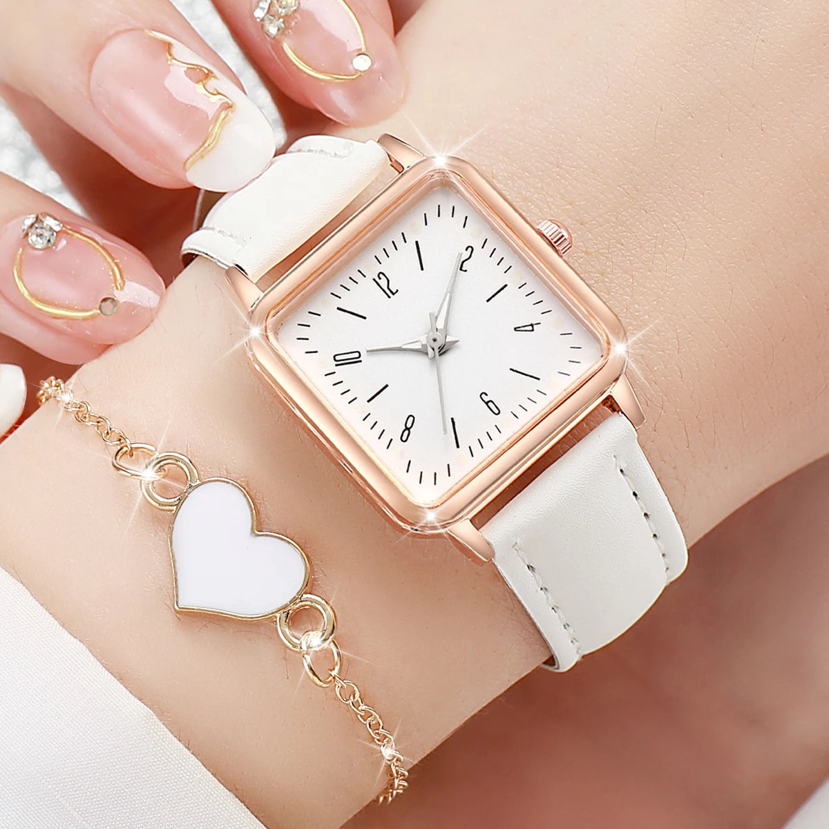 2PCS/Set Fashion Square Women's Watch