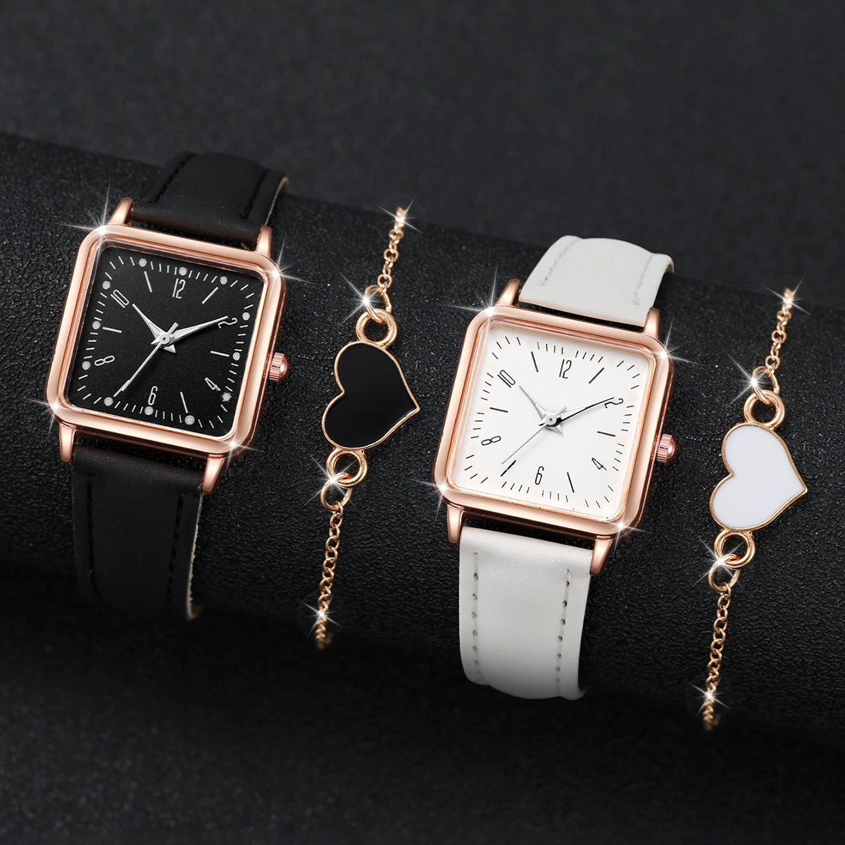 2PCS/Set Fashion Square Women's Watch