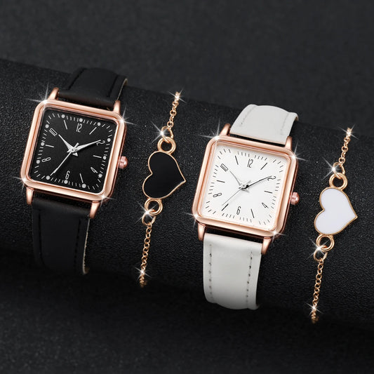 2PCS/Set Fashion Square Women's Watch