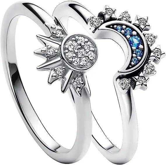 2pc/set Moon and Sun Ring Set