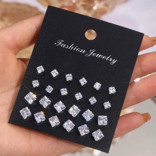 12 Pair Shiny Stud Earrings